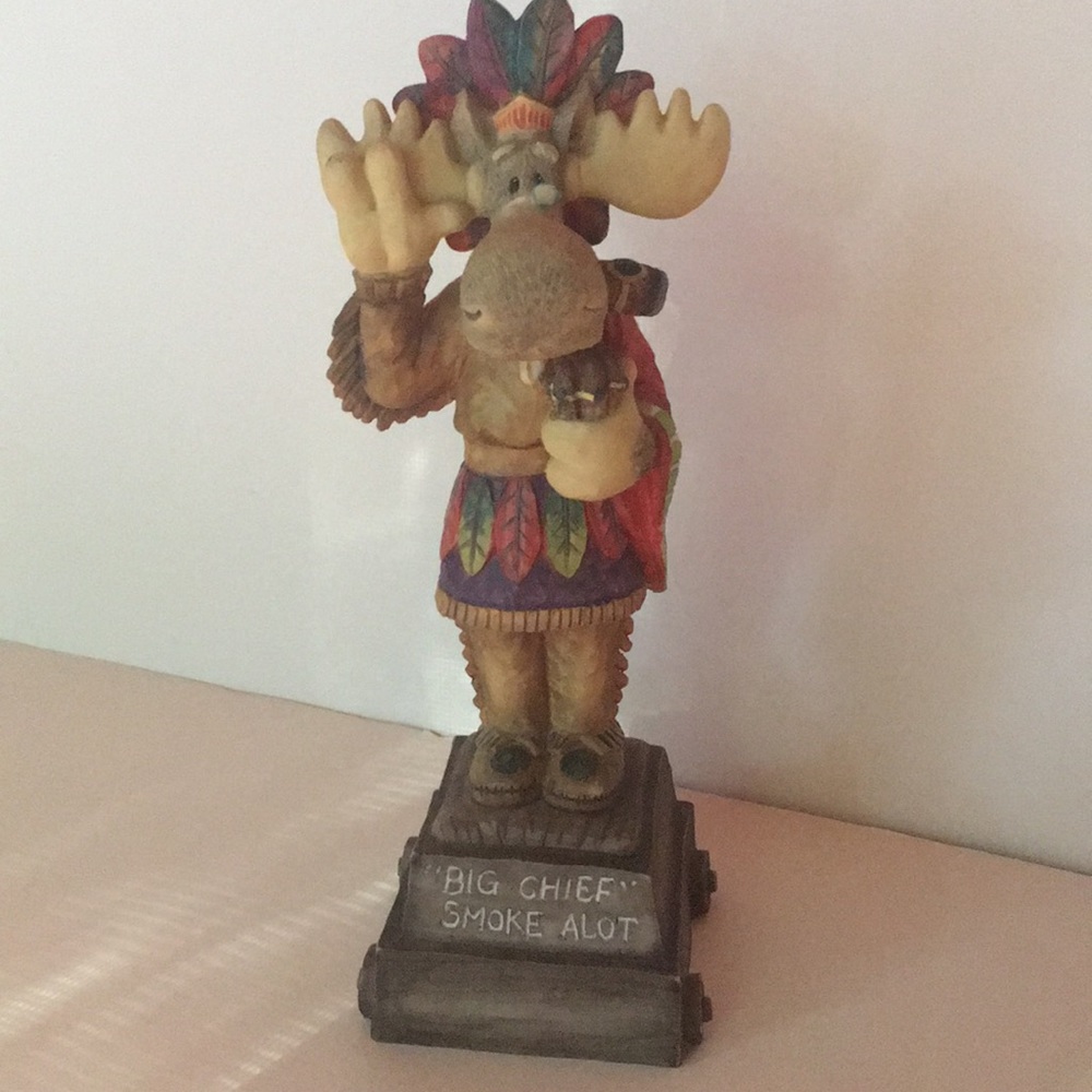 Cigar store moose  Indian music box